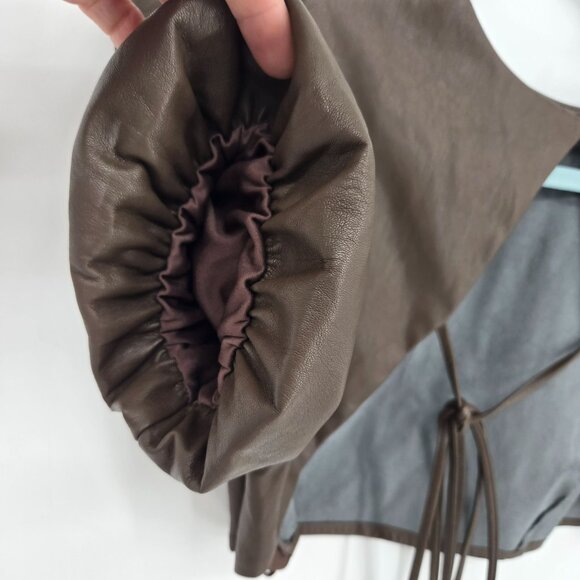 Kirious womens size large brown faux leather open back criss cross crop top - Picture 4 of 9